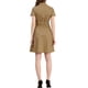 thumbnail image 3 of Vestido mini de mujer Inspire Chic con ajuste y vuelo, cuello, bolsillos y cintura elástica, talla M, color caqui, 3 of 8
