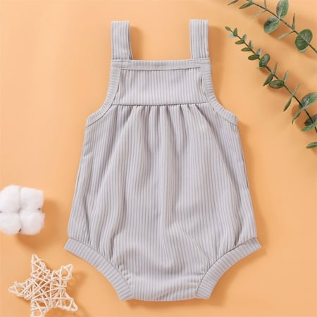 

Aayomet Solid Suspender Bodysuit Pocket Ribbed Baby Girls Romper Boys Girls Romper&Jumpsuit Girl Clothes Gray 0-3 Months