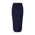 thumbnail image 3 of VUPSGEZ Women's S~3X Side Slit Ponte Knit High Waist Mid Calf Long Pencil Skirt (Blue,XL), 3 of 7