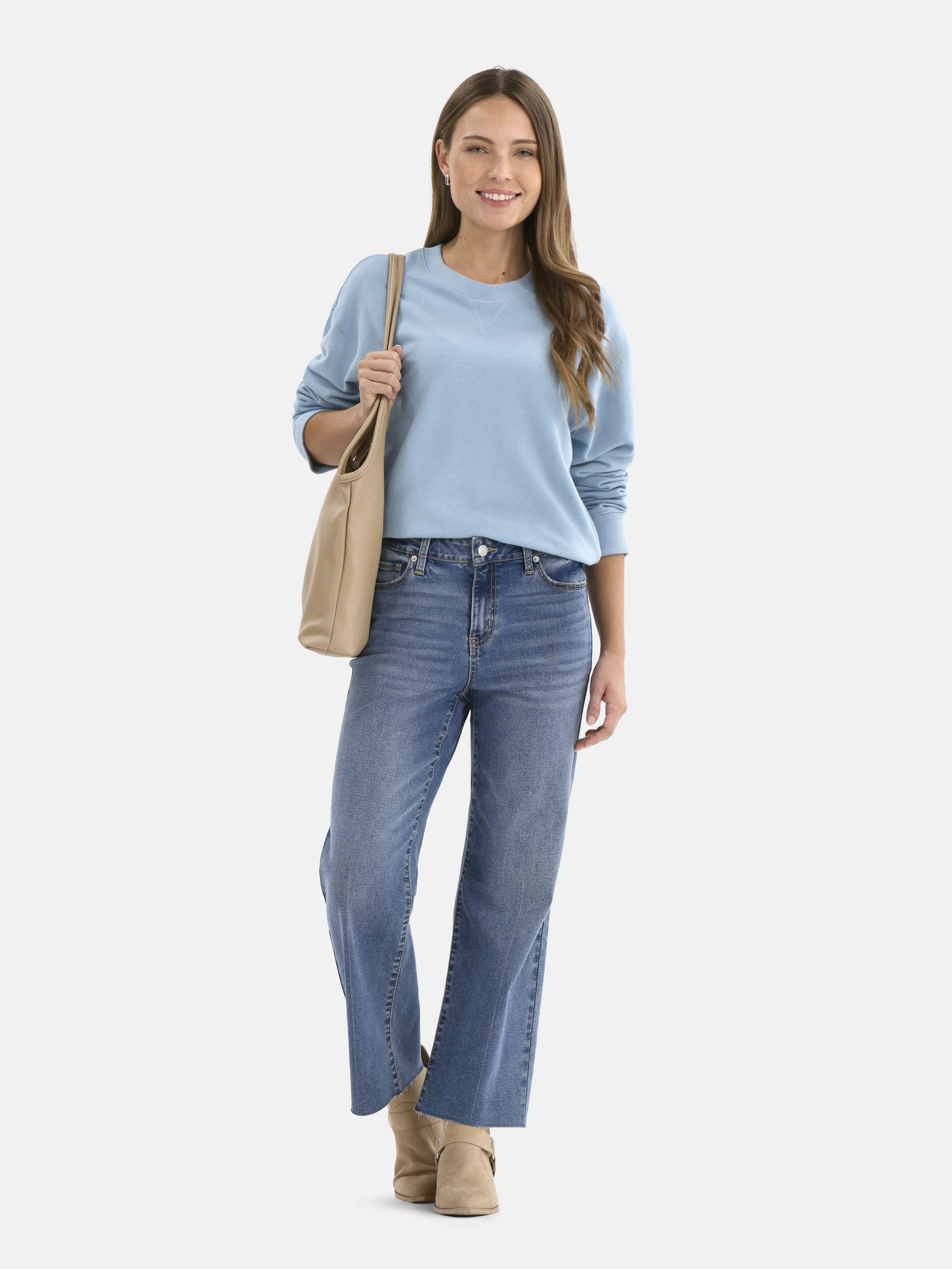 Time and Tru Women's and Women's Plus Crewneck Sweatshirt with Long Sleeves, Sizes XS-4X