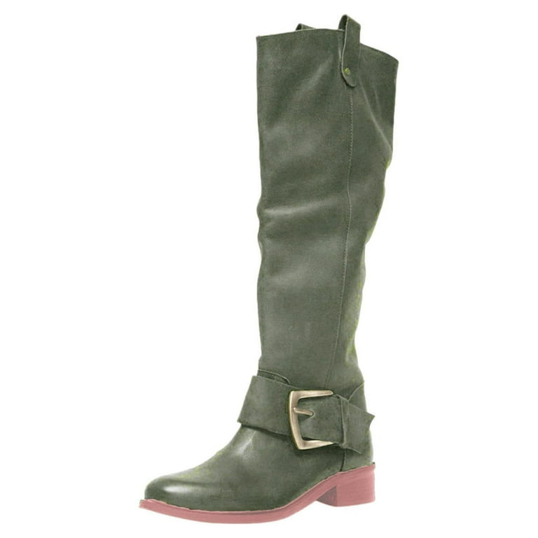St. Patrick s Day AXXD Women s Riding Faux Leather Riding Boots Knee High Boots Women Clearance Green Size 43 US 10.5 Walmart