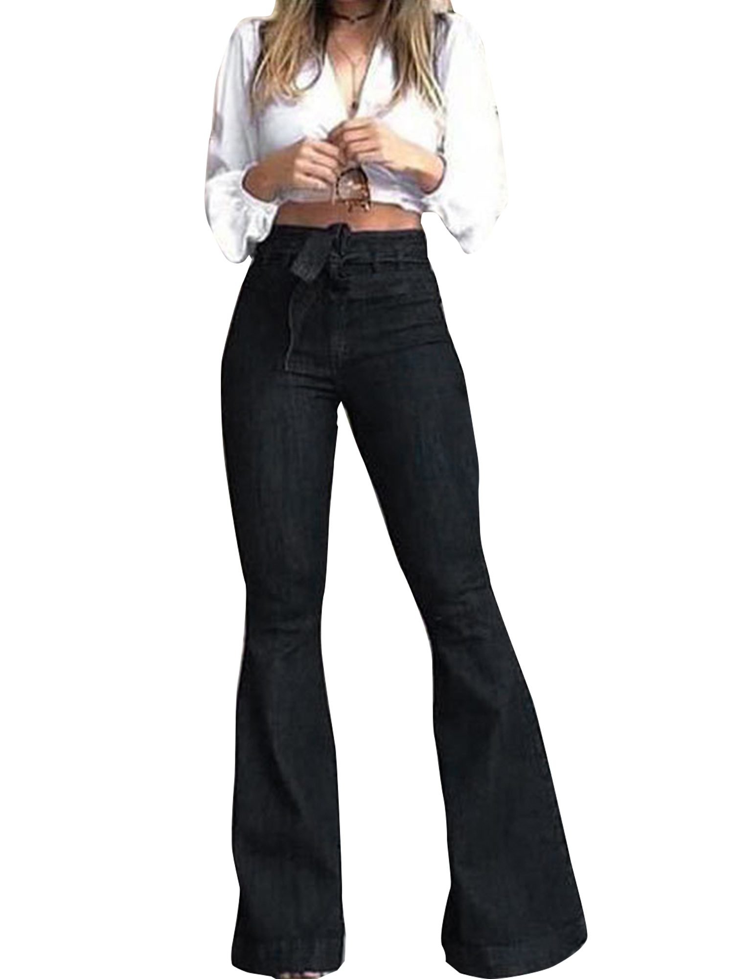 drawstring wide leg jeans