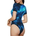 thumbnail image 2 of Kdxio Justaucorps à Manches Courtes Imprimé Loup pour Femmes Col Rond Modal Doux Confortable Ajusté Aguichant Haut-Petit, 2 of 7