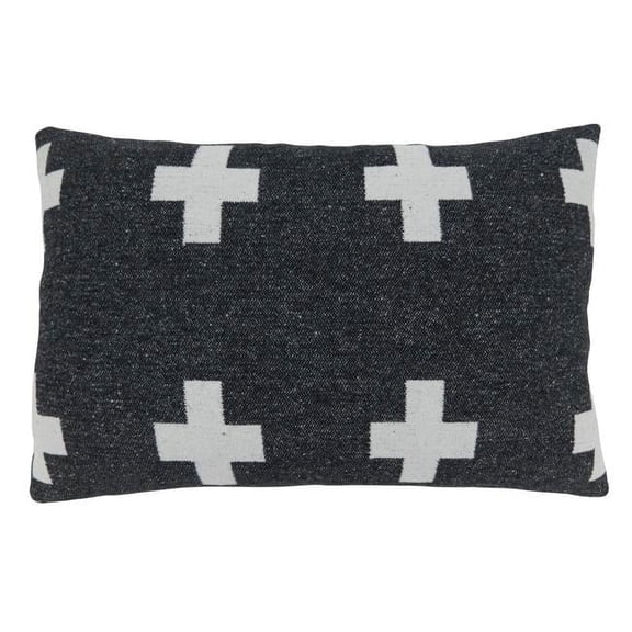 Saro Lifestyle Reversible Plus Sign Poly Filled Throw Pillow