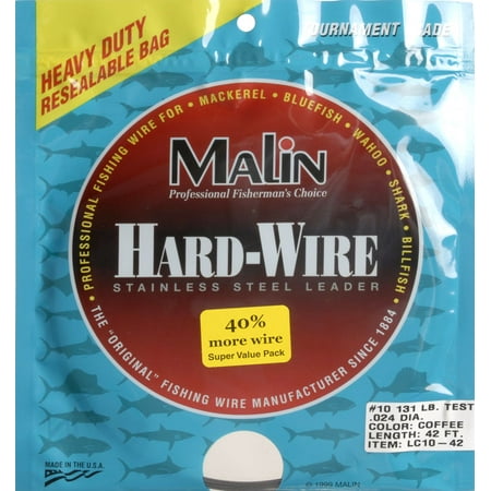 Fishing Wire Leader - Malin LC10-42 Sst Leader 42'Coffee 131 lb Fishing Wire Leader Material