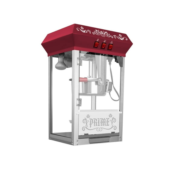 12 Ounce Kettle Stainless Steel Popcorn Machine Commercial Popcorn Maker with Tempered Glass,Warming Deck, 800W Countertop Popcorn Popper,Red