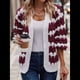 thumbnail image 5 of Suéter de Invierno de Punto Holgado con Rayas y Mangas Farol para Mujer, Moda de Otoño Rojo Vino y M, 5 of 10