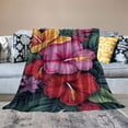 thumbnail image 2 of Chilfamy Flowers Leaves Dark Background Throw Blanket Soft Plush Blanket for Couch Sofa Bed Office Travel Camping School Lightweight Blanket All Seasons 60x80in, 2 of 6