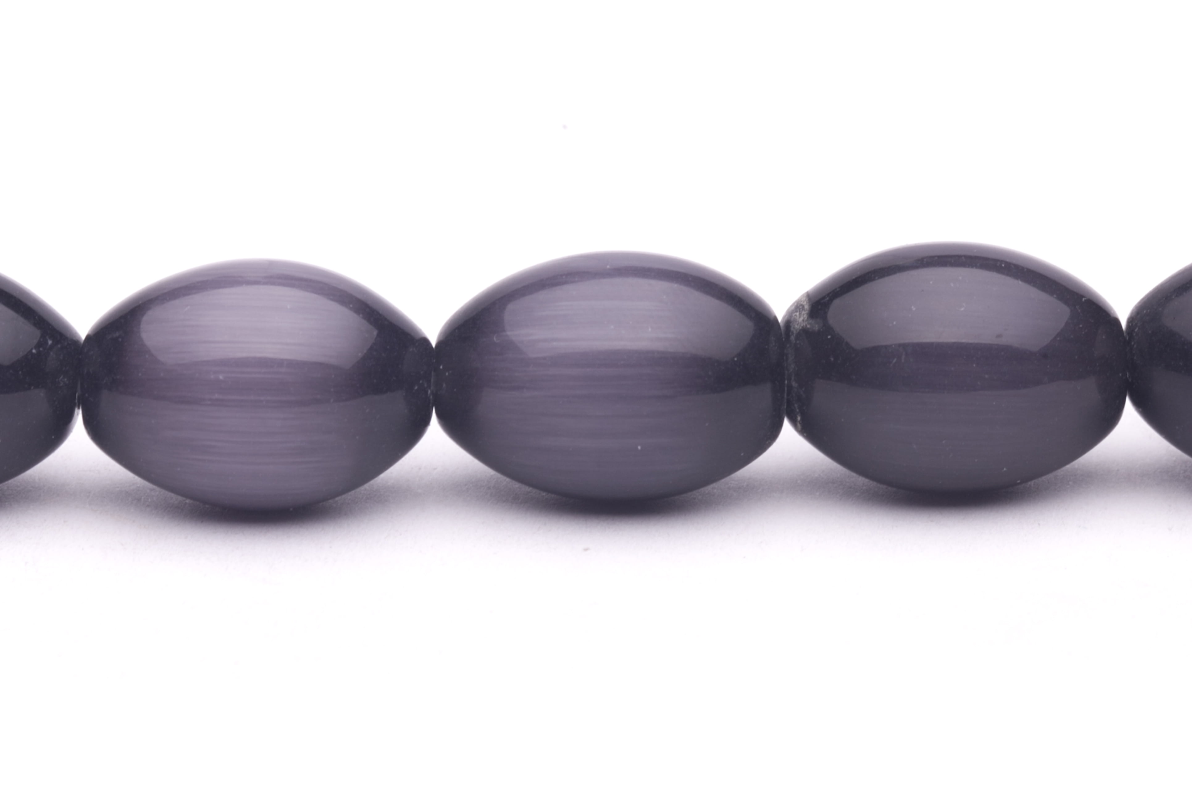 Black Cat's Eye Beads Oval Fiber Optic Glass Beads 16mm