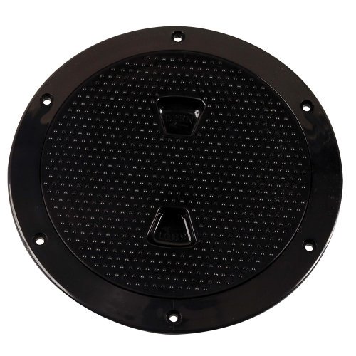 BECKSON MARINE Screw Deck Plate 6" BLK Non-Skid, Black