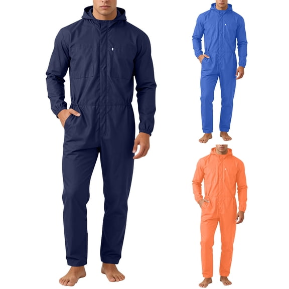 PIWHJQK Men Long Sleeve Pants Workwear Set Men's Breathable Hooded Workwear Jacket Men Outfit Sets