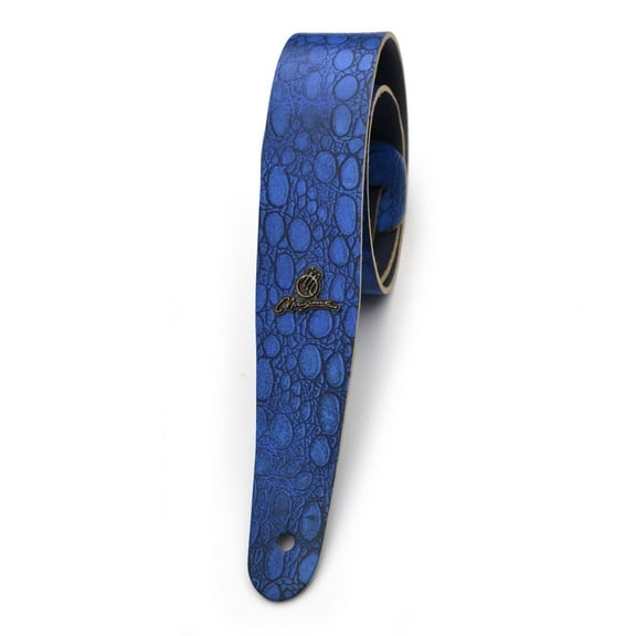 Magma Leathers 2" Delux NARROW crocodile blue leather Argentinean Strap for guitar (07ML03F.)