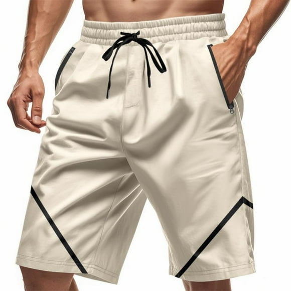 Pantalones Elásticos de la Cintura de los Hombres de Color Sólido Moda Casual con Bolsillos Encaje de la Cintura Pantalones Cortos, Pantalones Cómodos para Diarios