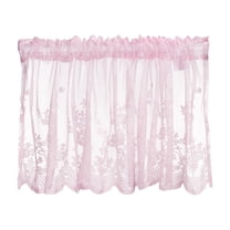 Uxcell Window Valance, 51x16 Inch Lace Sheer Valance Curtains Floral Embroidery Small Short Light Filtering Sheer for Windows Bedroom Bathroom Living Room Kitchen, Pink