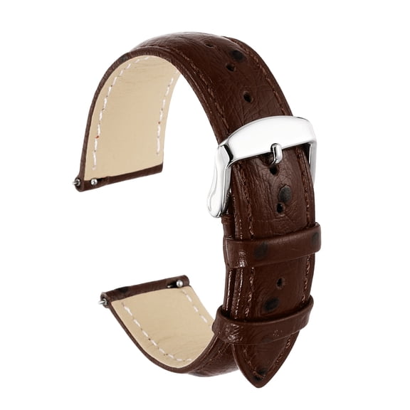 Uxcell Watch Band 20mm Width Vintage Top Grain Leather Quick Release Watch Strap Wristband Replacement Bands with Buckle Pin for Men Women Gifts, Silver-Coffee