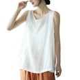 thumbnail image 2 of Lixiuxyad Linen Plus Size Tank Top For Women Stylish Layering Casual Loose Fit For All Seasons Summer Tee Shirts,White L, 2 of 4