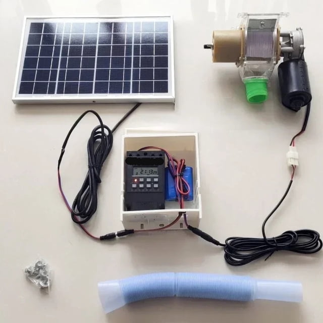 Solar Poultry Automatic Timing Feeder Chicken, Duck, Goose, Pigeon Trough Fish Pond Feeder ,One-Click Setup