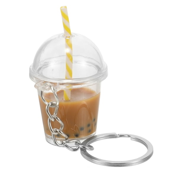 STOBOK Coffee Colored Bubble Tea Keychain Multi Functional Handbag Pendant Charm and Key Holder