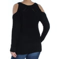thumbnail image 2 of HIPPIE ROSE Womens New 1457 Black Cold Shoulder Knitted Top L Juniors B+B, 2 of 2