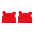 thumbnail image 1 of Qarigey Sombrero de bebé con orejas Sólido Cómodo Cálido Fotografía Niñas Niño Sombreros Gorro infantil Gorros para niños pequeños Rojo 2piezas, 1 of 6