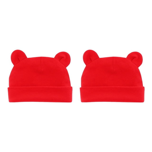 Qarigey Sombrero de bebé con orejas Sólido Cómodo Cálido Fotografía Niñas Niño Sombreros Gorro infantil Gorros para niños pequeños Rojo 2piezas