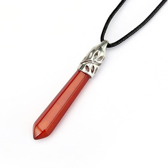 BRCbeads Pendentif de Guérison Hexagonal en Agate Rouge Plaqué Argent Magnifique 65x10mm 1pcs par Sac pour Fabrication de Colliers