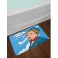 thumbnail image 2 of Travel Bath Mat, Bon Voyage Stewardess Airplane Travel Tourism Pop Art Retro Style Aviation Transport, Plush Bathroom Decor Mat with Non Slip Backing, 29.5" X 17.5", Multicolor, by Ambesonne, 2 of 2
