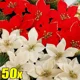 thumbnail image 2 of 50/10 piezas de flores artificiales de Navidad con purpurina dorada y roja, guirnalda de flores falsas para árbol de Navidad, adornos para fiesta de Año Nuevo, decoración del hogar, 2 of 5