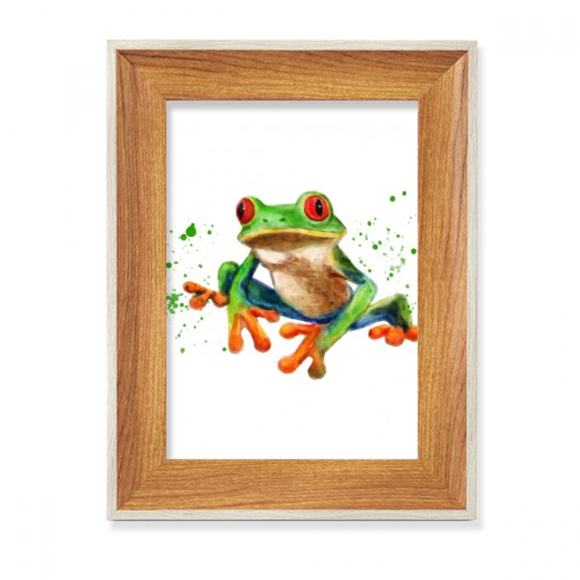 Polypedatid Green Frogs Desktop Wooden Photo Frame Display Picture Art Painting Multiple Sets