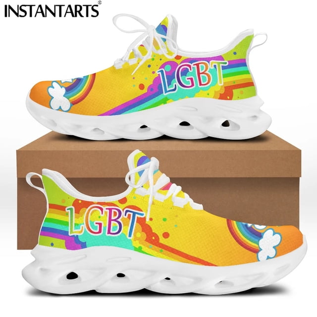 Zapatos casuales para mujer, diseño de marca, estampado de bandera LGBT Friends, zapatillas planas para hombre, calzado con cordones, zapatos