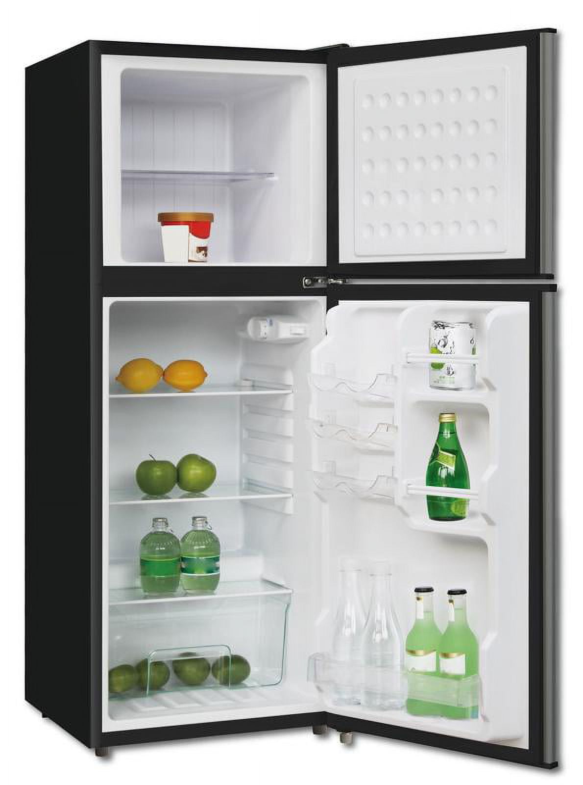 RCA 4.7 Cu ft Two Door Mini Fridge with Freezer RFR459 VCM Stainless Steel