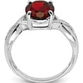 thumbnail image 2 of Sterling Silver Rhodium-Plated Garnet & Diamond Ring (Size 7) Made In India qdx636-7, 2 of 5