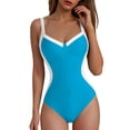 thumbnail image 4 of Xucatan Women's Color Block One Piece Swimsuit with Full Hip Coverage and Removable Pads, Modest Monokini for Beach Pool Vacation Gift, 4 of 7