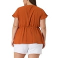thumbnail image 3 of Agnes Orinda Plus Size Women V Neck Flare Sleeve Ruffle Peplum Wrap Blouse Top, 3 of 5