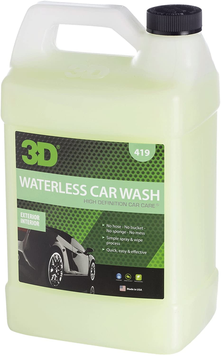 3D Waterless Car Wash 1 Gallon Spray On Easy Express Clean