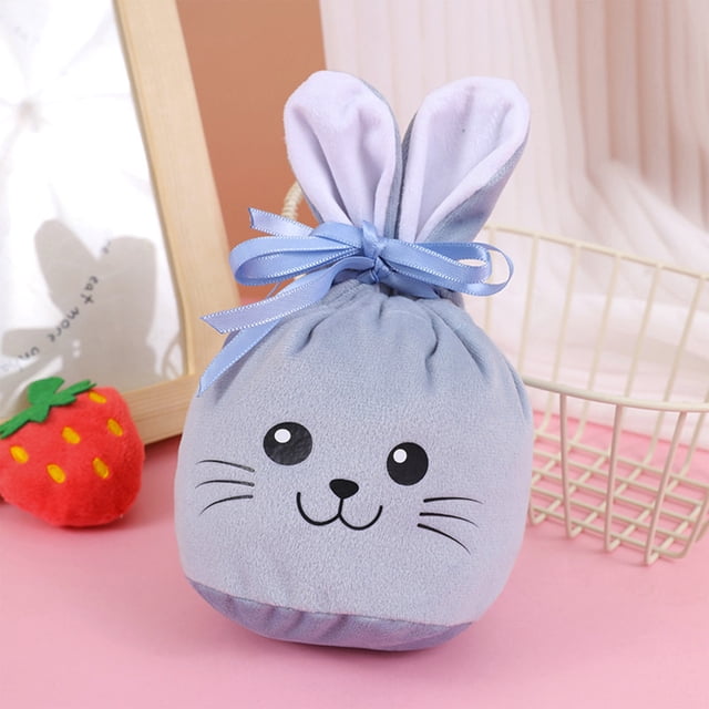 Rewenti Easter Bunny Gift Bags with Drawstrings Velvet Ear Candy Bags Egg Hunt Baskets