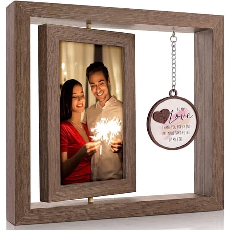 Valentine's Day - I Love You Gifts Couple Frames - Anniversary Birthday Christmas I Miss You Gifts for Her, Him Romantic Rotating 4x6 Picture Frame
