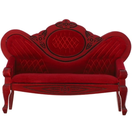 OULII Vintage Wooden Sofa for Dollhouse Living Room Scene 1Pack