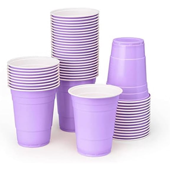 Party Decorations Lavender Plastic Cups - 50 Purple Matte 16 oz Disposable Cups | Bachelorette Party, Birthday Party, Party Favors, Baby Shower Supplies