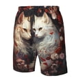thumbnail image 4 of Cauagu Flower Cat Couple Print Men's Swim Trunks,Hawaiian Bathing Suit Swimsuits Beach Shorts with Pockets for Men Quick Dry Swimming Board Shorts-Medium, 4 of 6