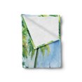 thumbnail image 2 of Tropical Soft Flannel Fleece Throw Blanket, Landscape Beach Boat on Shore Summer Coast Watercolor Art, Cozy Plush for Indoor and Outdoor Use, 50" x 60", Azure Blue Jade Green, by Ambesonne, 2 of 5