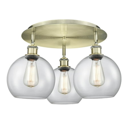 

Innovations Lighting Athens - 3 Light 20 Flush Mount Antique Brass/Clear