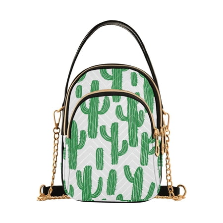 FORMRS Crossbody Bag for Women Quilted Travel Shoulder Cell Phone Purse with Chain Strap Handbag, Cactus Pattern