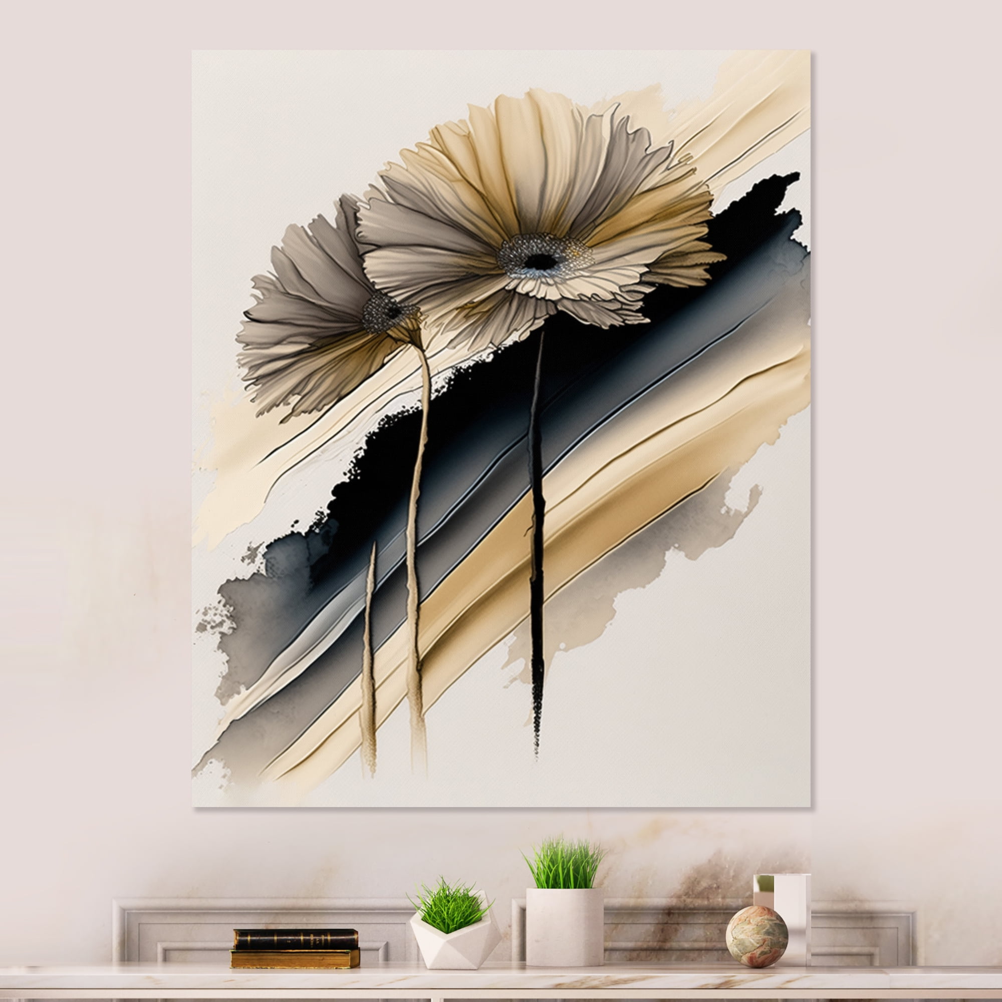 Designart Multicolor Gerbera Hyperrealistic Flowers V Canvas Wall Art