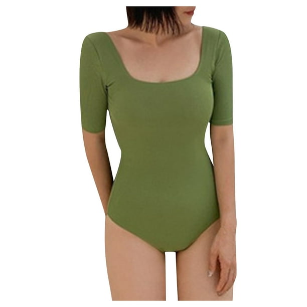 Women's One Piece Tummy Control Swimsuits Swimwear v-Neck Bandeau Bathing  Suits 