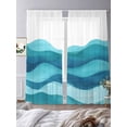 thumbnail image 3 of Teal Blue Sheer Curtains for Living Room Bedroom, Light-filtering Sheer Curtain, Ombre Ocean Wave Abstract Watercolor Modern Art Rod Pocket Voile Window Treatment Drapes, 52’’Wx108’’L, 2 Panels Set, 3 of 7