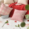 thumbnail image 5 of Valentine''s Day Pink and White Love Throw Pillow Covers, 16 x 16 Inch Hello Valentine Plaid Wedding Cushion Case Decoration for Sofa Couch Set of 4, 5 of 6