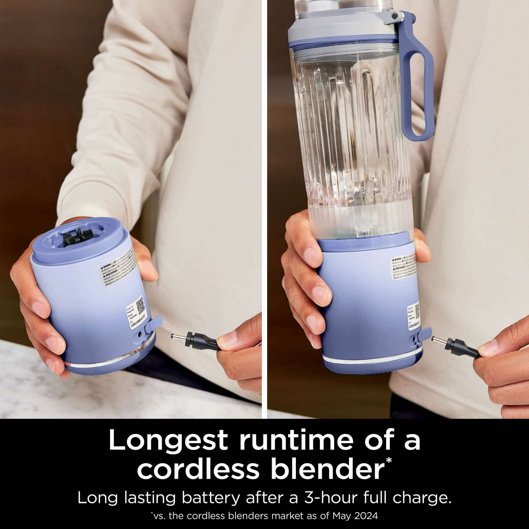 Restored Ninja BC200LD Blast Max Personal Cordless Blender, 3 Programs, 20 oz. Twist & Go Vessel, Lavender (Refurbished)
