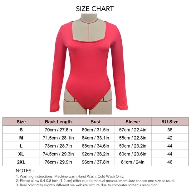 Body de manga larga, Body de manga larga para mujer, Body de una pieza de manga larga, Body elástico de manga larga diseñado a la perfección