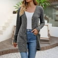 thumbnail image 2 of BODOAO Women's Open Front Lightweight Cardigan Long Sleeve Button Down Loose Outwear Old Times Cardigans Elegant Ribbed Cardigan Long Sleeve Button Placket with Pockets Knitted Cardigan Dark Gray S, 2 of 8
